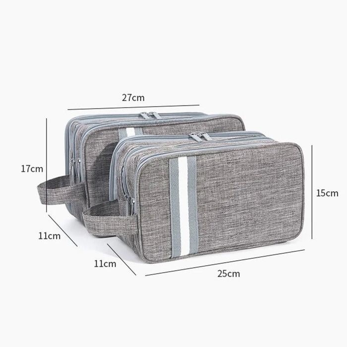 Small Size Portable Travel Multi-pocket Toiletry Bag Oxford Cloth Makeup Cosmetics Storage Bag - Grey - 7