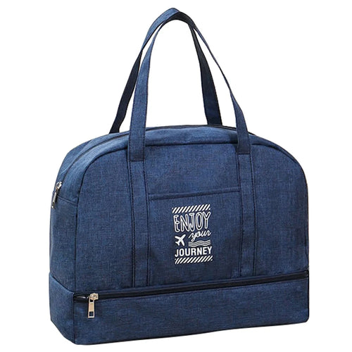 TB-0597 Small Size Portable Swimming Travel Clothes Cosmetics Storage Bag with Shoe Pocket and PVC Waterproof Pouch - Navy Blue - 1