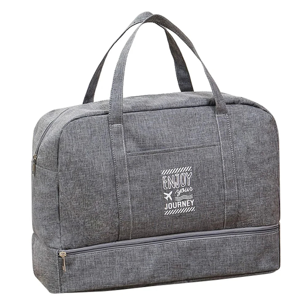 TB-0597 Large Size Portable Travel Handbag Clothes Shoes Cosmetics Storage Bag with PVC Waterproof Pouch - Grey - 1