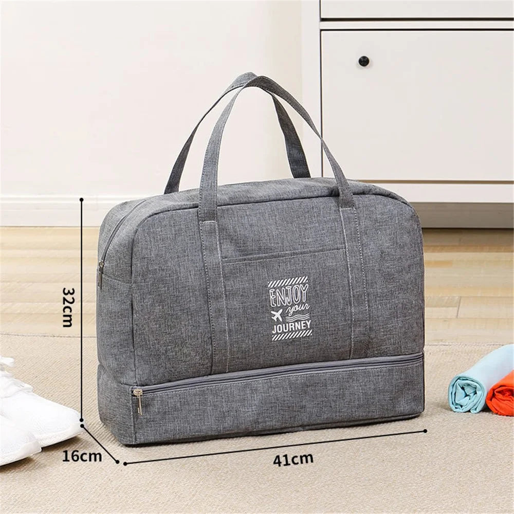 TB-0597 Large Size Portable Travel Handbag Clothes Shoes Cosmetics Storage Bag with PVC Waterproof Pouch - Grey - 2
