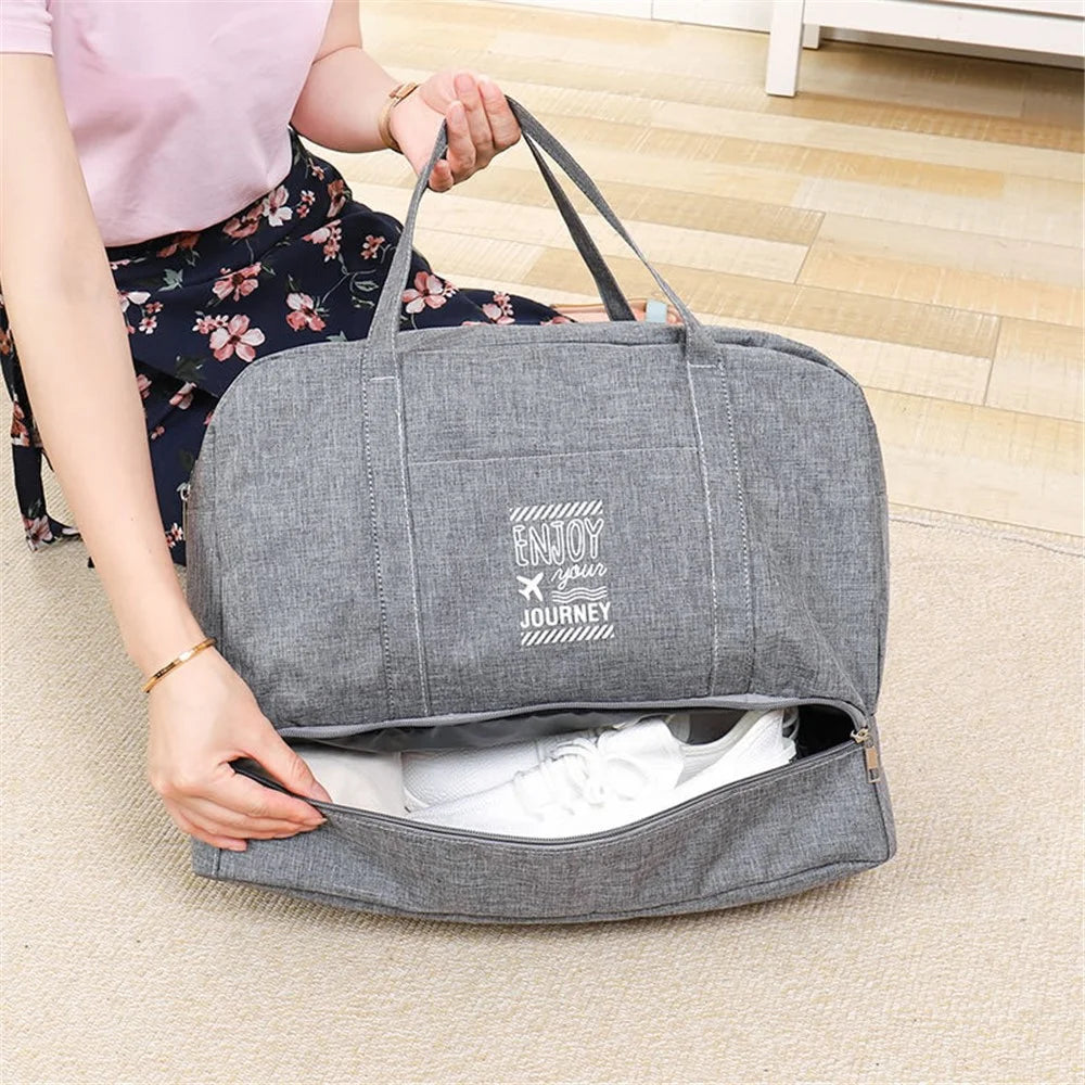 TB-0597 Large Size Portable Travel Handbag Clothes Shoes Cosmetics Storage Bag with PVC Waterproof Pouch - Grey - 3