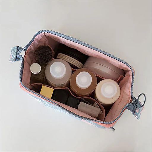 WEEKEIGHT Fashion Cosmetic Bag Waterproof Canvas Makeup Bag Travel Toiletry Organizer - Sky Blue - 2