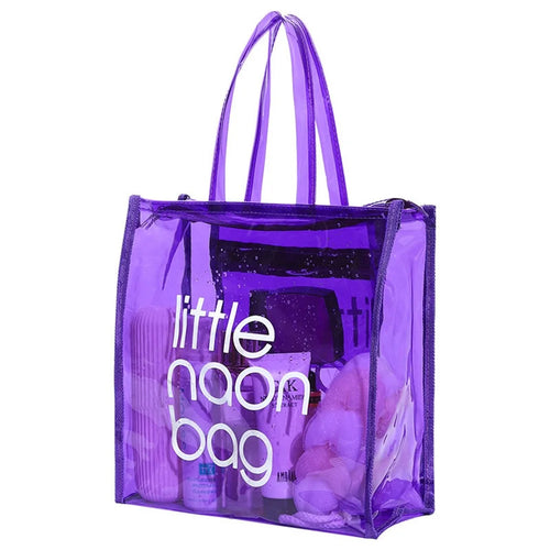 TB-0555 PVC Waterproof Translucent Large Capacity Wash Bag Hand Bag Storage Bag - Purple - 1