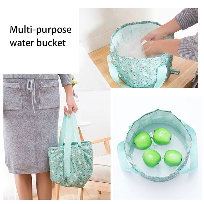 Foldable Basin for Home Fishing Camping Washbasin Bucket Foot Bath Sink Washing Basket, Size S - Dark Blue Bird - 7