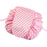 Portable Travel Toiletry Bag Drawstring Makeup Cosmetics Storage Bag with Magic Tape Lid - Pink/Stripe - 1
