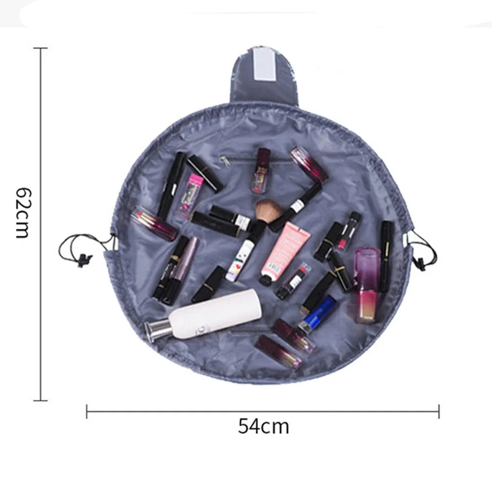 Portable Travel Drawstring Toiletry Bag Nylon Makeup Cosmetics Storage Bag - Christmas Blue - 6