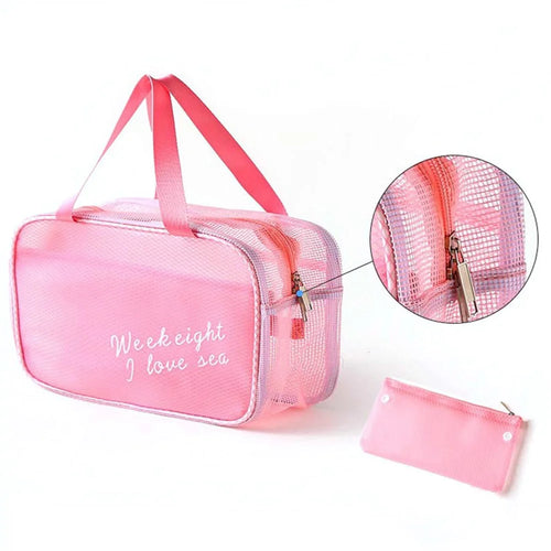 WEEKEIGHT Large Size Portable Waterproof Makeup Toiletry Bag Travel Fitness Swimming Storage Bag - Pink/Breathable Type - 1
