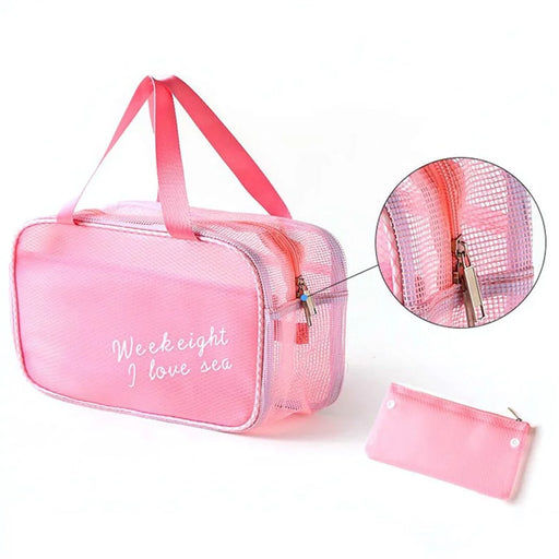 WEEKEIGHT Large Size Portable Waterproof Makeup Toiletry Bag Travel Fitness Swimming Storage Bag - Pink/Breathable Type - 1