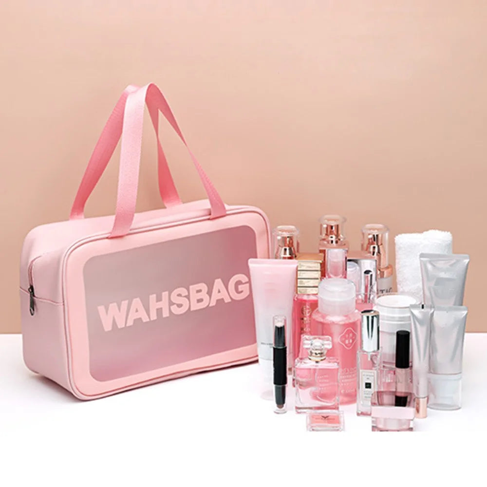 Large Travel Toiletry Bag Pouch Carry-On Airport Airline Compliant Bag Makeup Cosmetic Bag for Toiletries Liquids Creams Shampoo, Size: L - Pink - 5