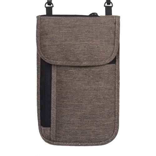 TRABELE TSN0628 Travel RFID Blocking Waterproof Passport Storage Bag Credit Cards Phone Holder Bag with Neck Strap - Coffee - 1