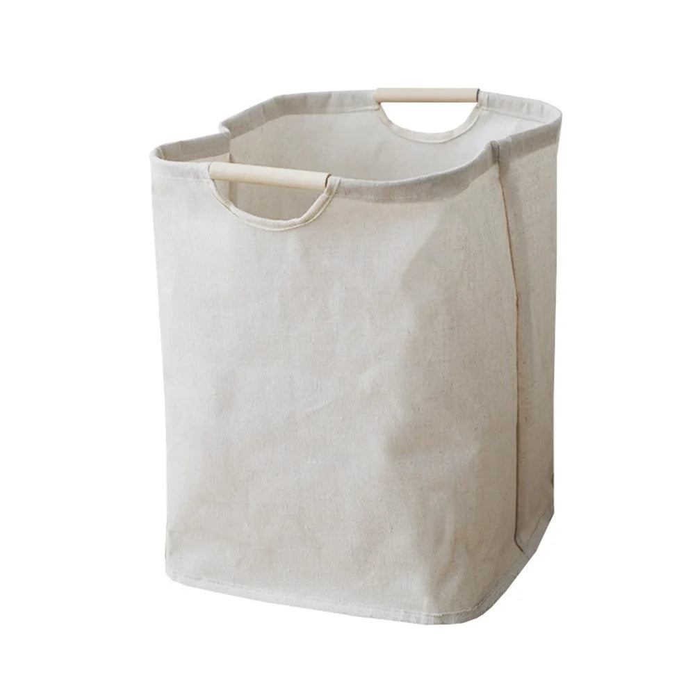 Laundry Basket Organization Collapsible Cotton Linen Storage Basket for Clothes Blanket Kids Toy, Size S - 1