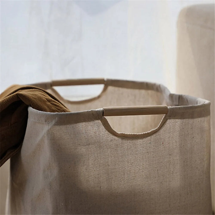 Laundry Basket Organization Collapsible Cotton Linen Storage Basket for Clothes Blanket Kids Toy, Size S - 3