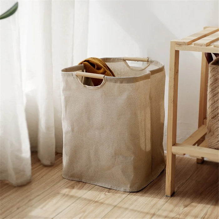 Laundry Basket Organization Collapsible Cotton Linen Storage Basket for Clothes Blanket Kids Toy, Size S - 6