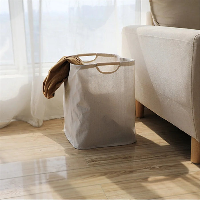 Laundry Basket Organization Collapsible Cotton Linen Storage Basket for Clothes Blanket Kids Toy, Size S - 7