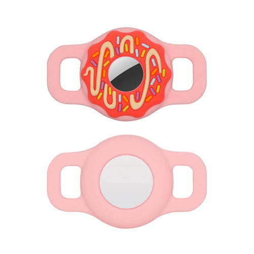 Doughnut Silicone Cover for AirTag Bluetooth-compatible Tracker Protective Case for Dogs/Cats Pets (Size: S) - Pink - 1