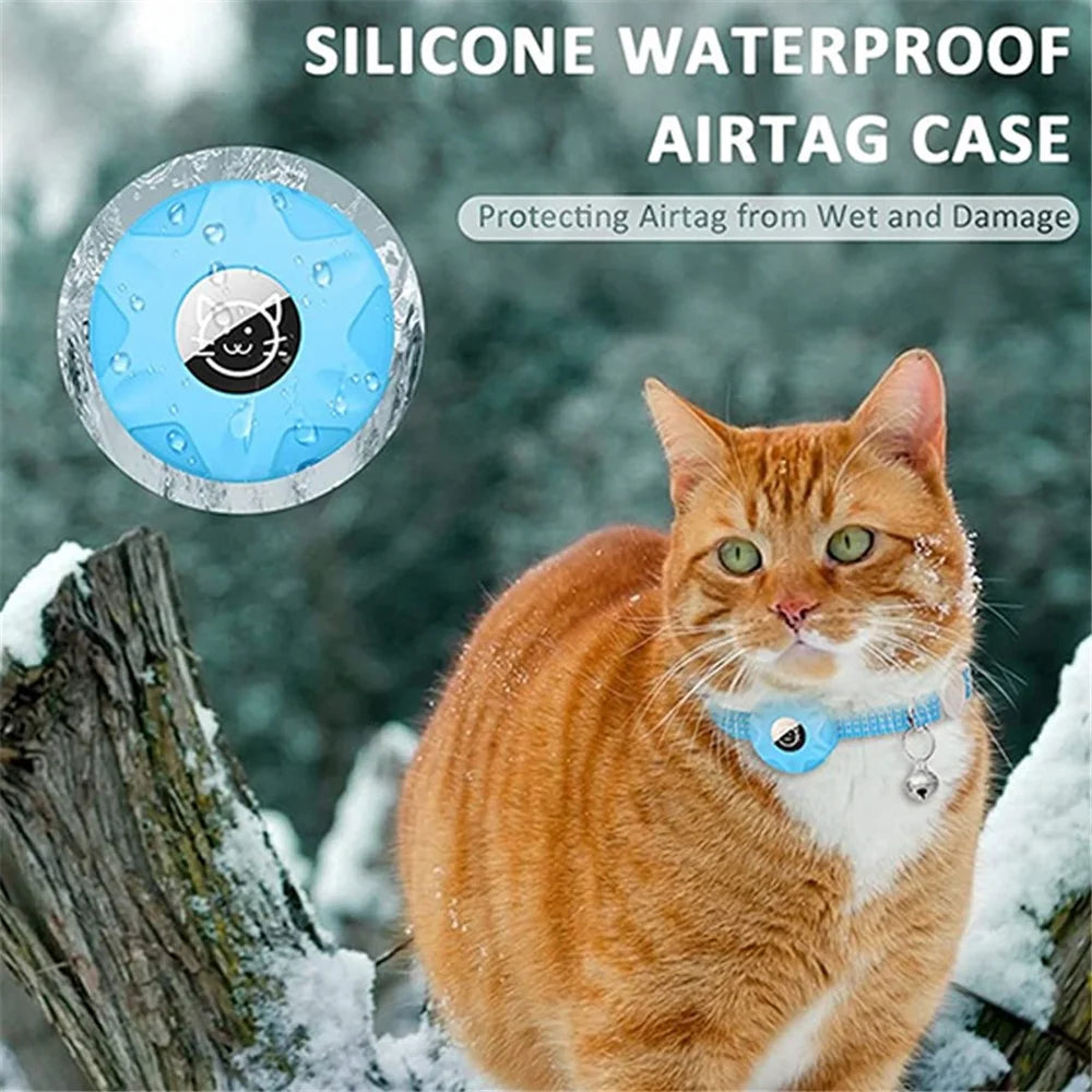 Compatible with AirTag Silicone Case Reflective Pet Collar Bluetooth-compatible Tracker Protective Cover with Bell - Luminous Green - 2