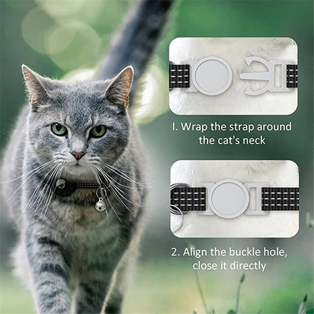 Compatible with AirTag Silicone Case Reflective Pet Collar Bluetooth-compatible Tracker Protective Cover with Bell - Luminous Green - 3