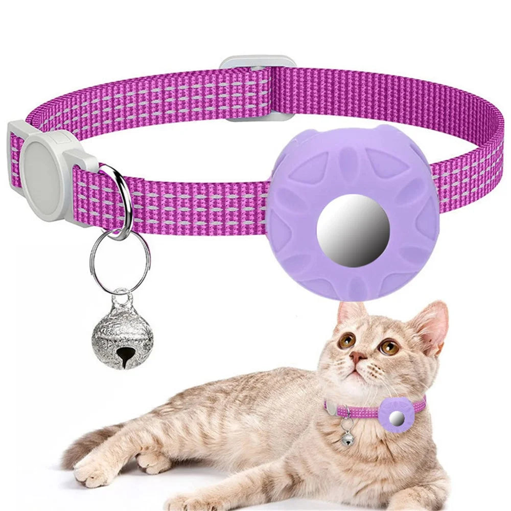 Compatible with AirTag Silicone Case Reflective Pet Collar Bluetooth-compatible Tracker Protective Cover with Bell - Luminous Green - 6