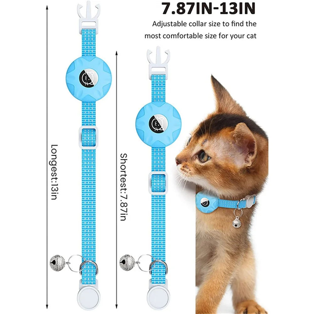 Compatible with AirTag Silicone Case Reflective Pet Collar Bluetooth-compatible Tracker Protective Cover with Bell - Luminous Green - 7