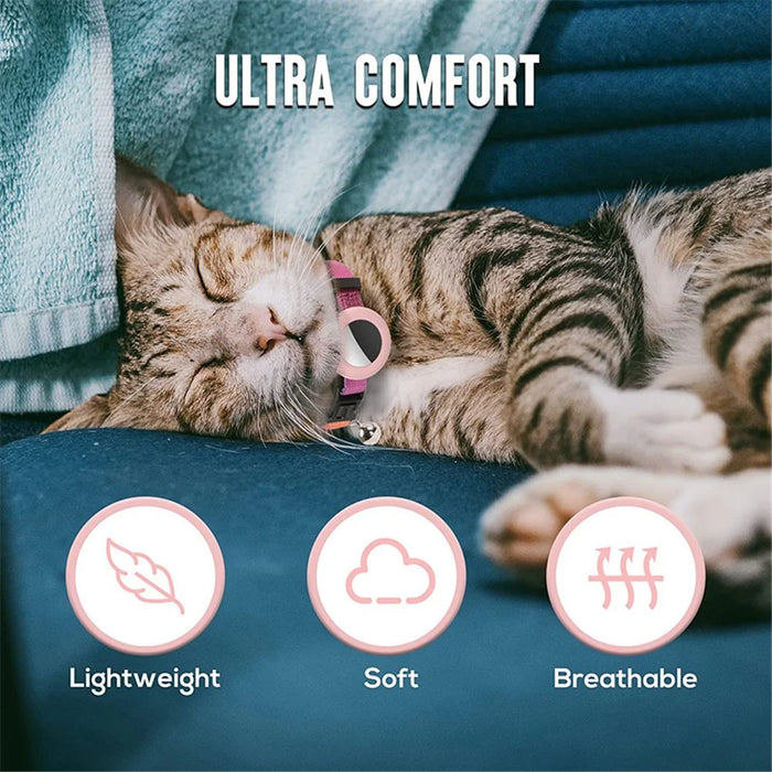 Compatible with AirTag Silicone Case Pet Cat Collar GPS Tracker Protective Cover with Bell, with Front Back Film Set - Gradient Orange - 4