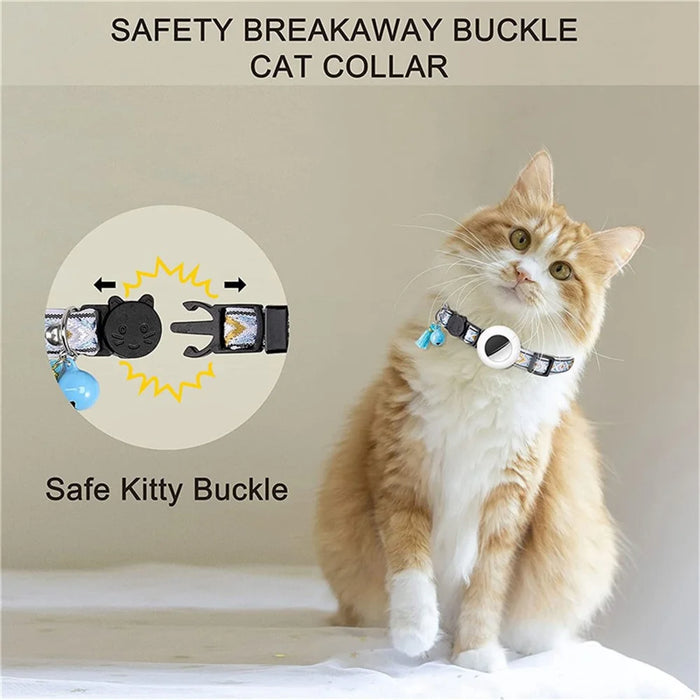 Waterproof Silicone Case for AirTag Adjustable Pet Collar GPS Cat Collar with Tassel / Film - White - 3