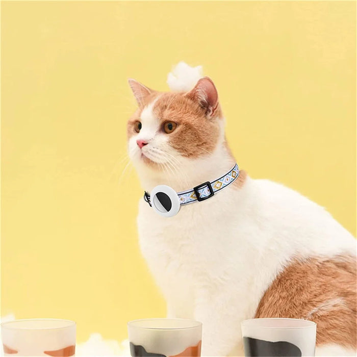 Waterproof Silicone Case for AirTag Adjustable Pet Collar GPS Cat Collar with Tassel / Film - White - 4