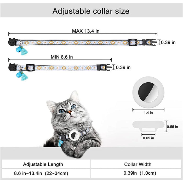 Waterproof Silicone Case for AirTag Adjustable Pet Collar GPS Cat Collar with Tassel / Film - White - 6
