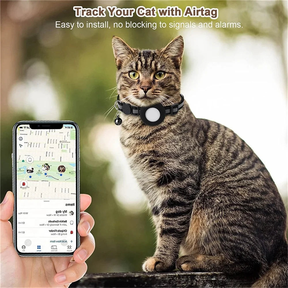 Silicone Case for AirTag Reflective Pet Collar GPS Tracker Cover with Bell and Fish Shape Pendant - Blue - 2