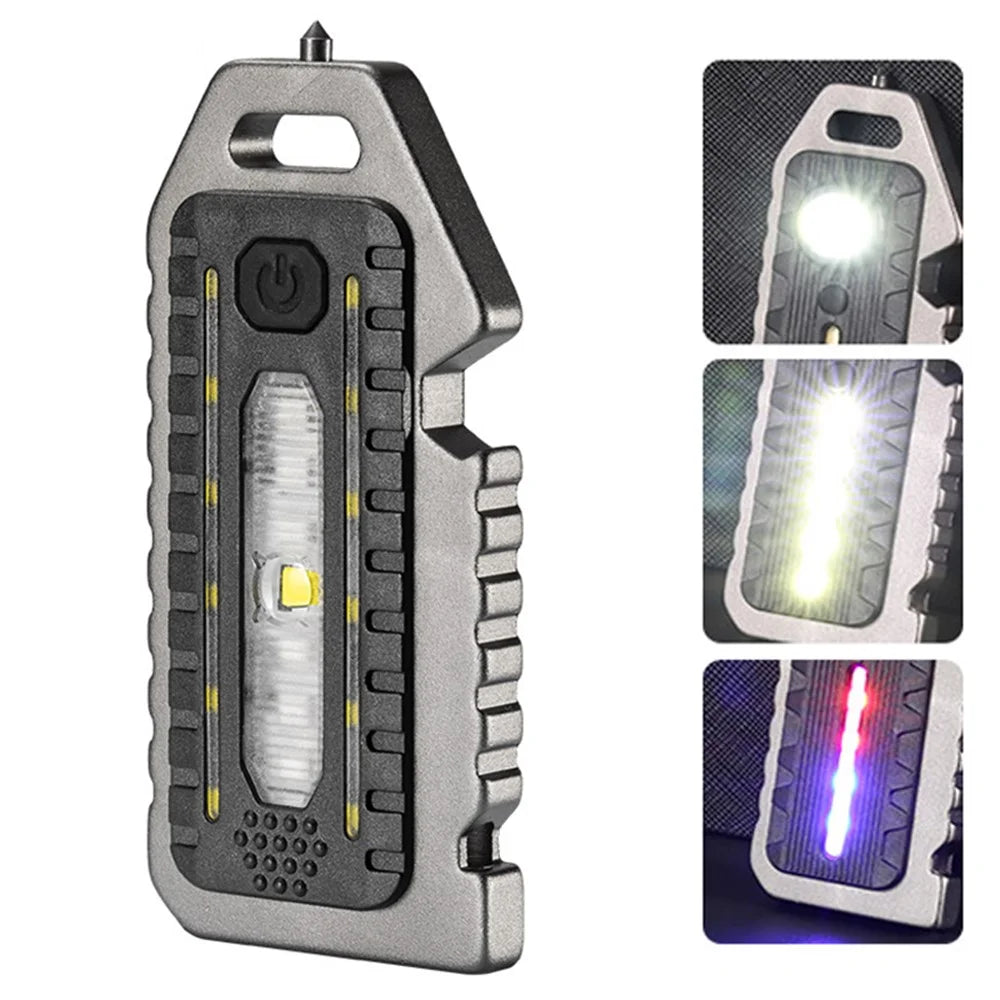 W5135 Mini COB Flashlight Rechargeable Light Whistle Emergency Survival Window Keychain Flashlight - 1