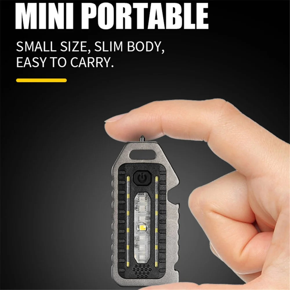 W5135 Mini COB Flashlight Rechargeable Light Whistle Emergency Survival Window Keychain Flashlight - 5