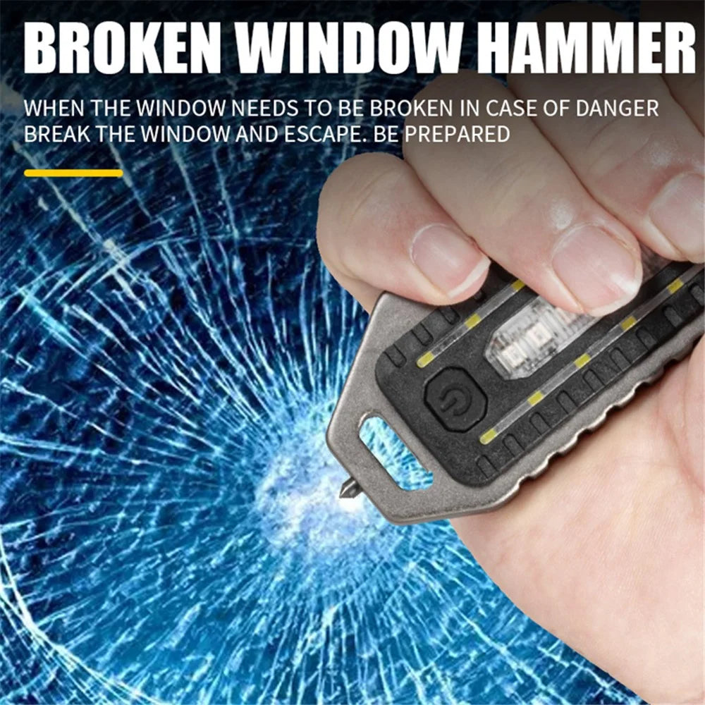 W5135 Mini COB Flashlight Rechargeable Light Whistle Emergency Survival Window Keychain Flashlight - 6