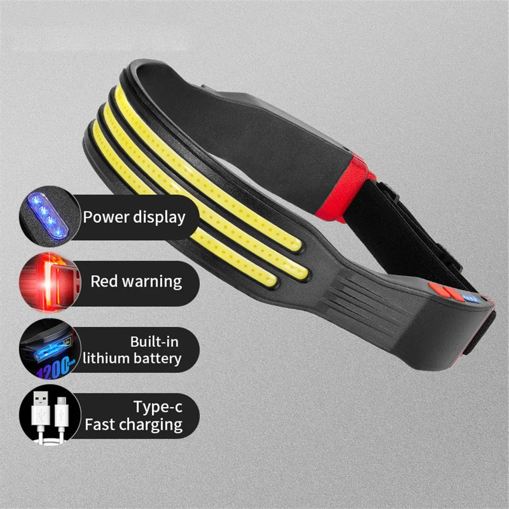 W695-3 Mini LED Headlight Multi-Function COB Headlamp with Red Warning Outdoor Headband Light - 4