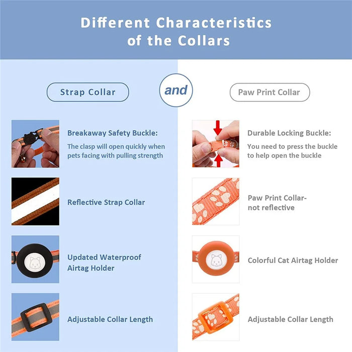 2Pcs / Set Protective Case for AirTag Reflective Nylon Pet Collar GPS Tracker Silicone Cover with Bell - Orange - 4