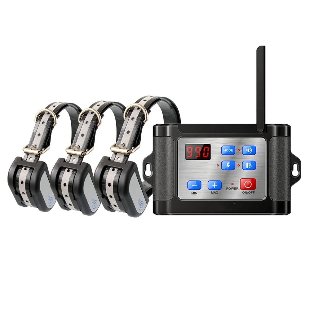 888 2-in-1 Outdoor Wireless Fence System for Dogs Electronic Pet Collar 1 Wireless Transmitter + 3 Collar Receiver - EU Plug - 1