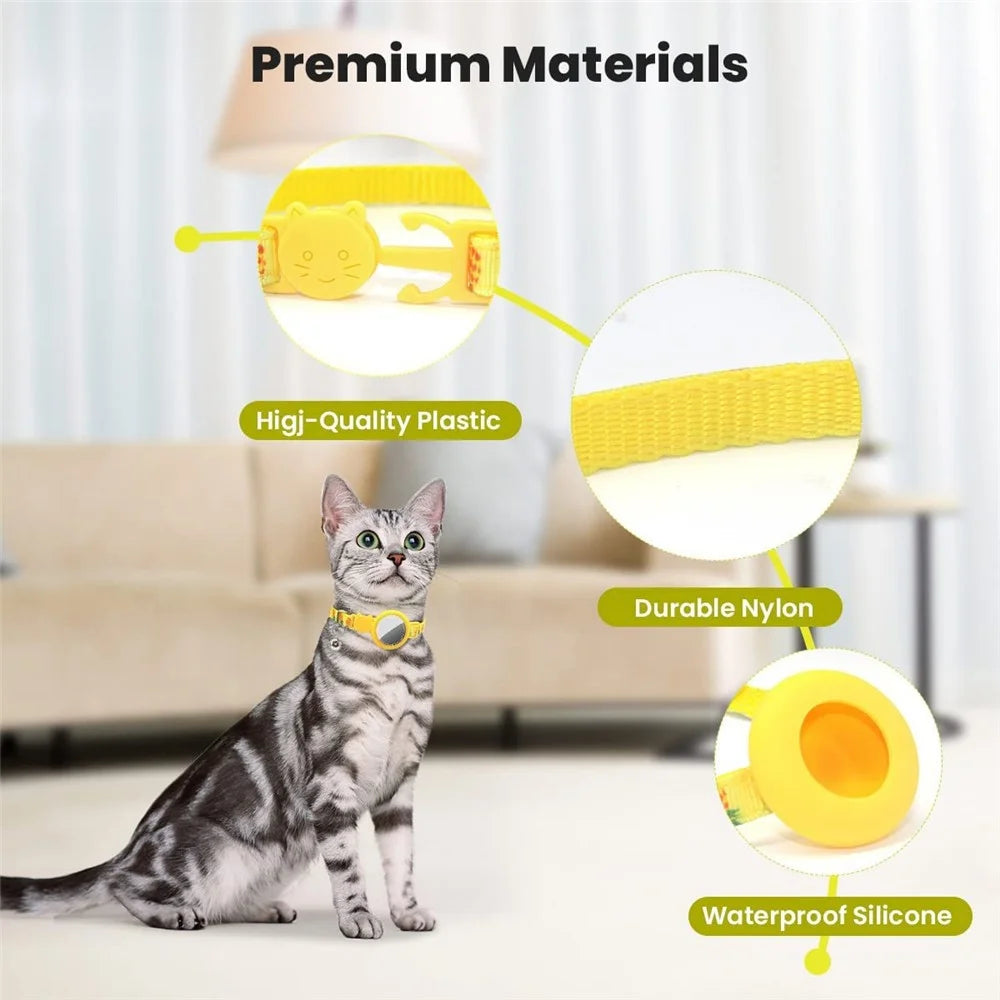 Silicone Case for AirTag Locator Fruit Pattern GPS Tracker Adjustable Pet Collar with Bell, with Front Back Film Set - Yellow - 5