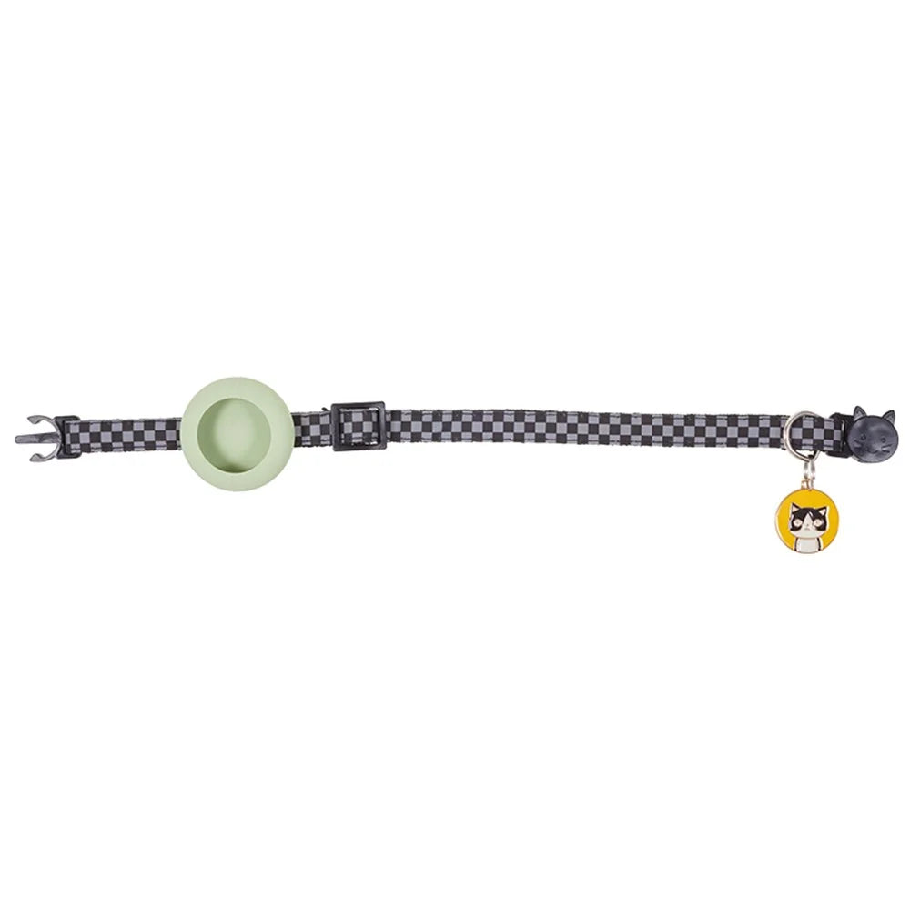Soft Nylon Dog Collar for AirTag Reflective Adjustable Pet Collar with Silicone Case and Pendant - Avocado Green - 3