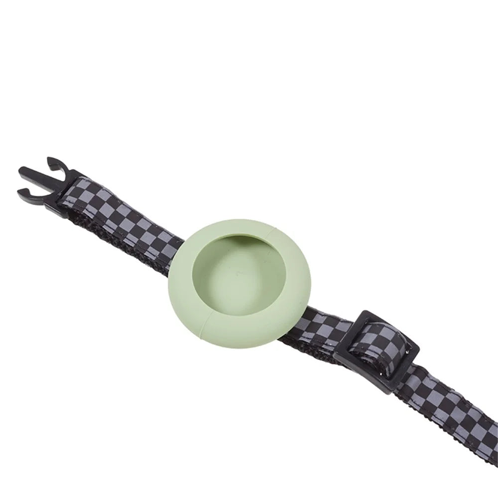 Soft Nylon Dog Collar for AirTag Reflective Adjustable Pet Collar with Silicone Case and Pendant - Avocado Green - 5
