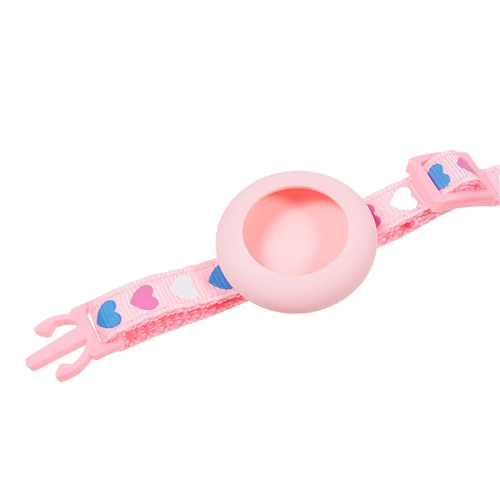 For AirTag Tracker Cat Collar Adjustable Pet Collar Silicone Waterproof Case with Bell - Pink - 5