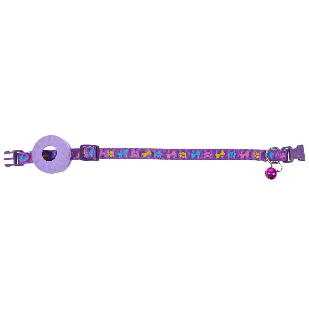 Silicone Case for AirTag Tracker Adjustable Pet Collar Anti-lost Cat Collar with Bell - Purple - 2