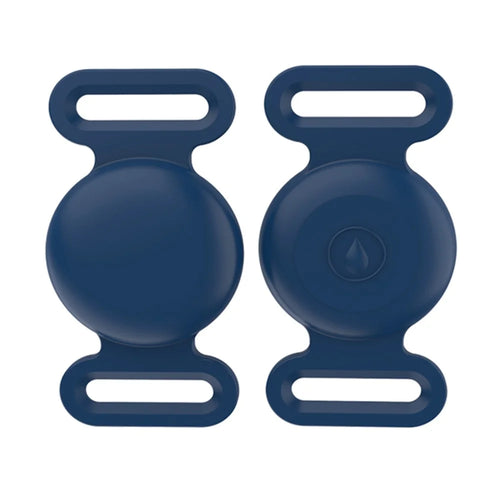 Protective Sleeve for AirTag Pet Collar Anti-lost Locator Tracker Silicone Case, Size M - Midnight Blue - 1