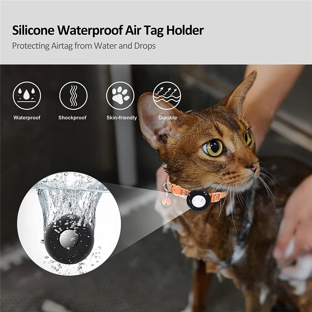 Paw Pattern Reflective Nylon Pet Collar with Silicone Case + Protective Film for AirTag Tracker ST - Orange - 3