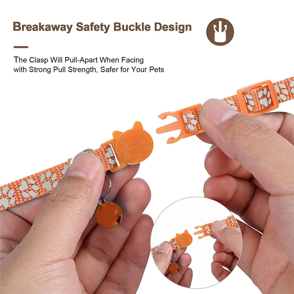 Paw Pattern Reflective Nylon Pet Collar with Silicone Case + Protective Film for AirTag Tracker ST - Orange - 5