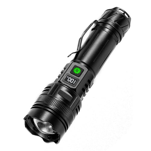 A065-Laser Home Outdoor Flashlight 20W Purple Light Portable LCD Display Flashlight (No Battery) - 1