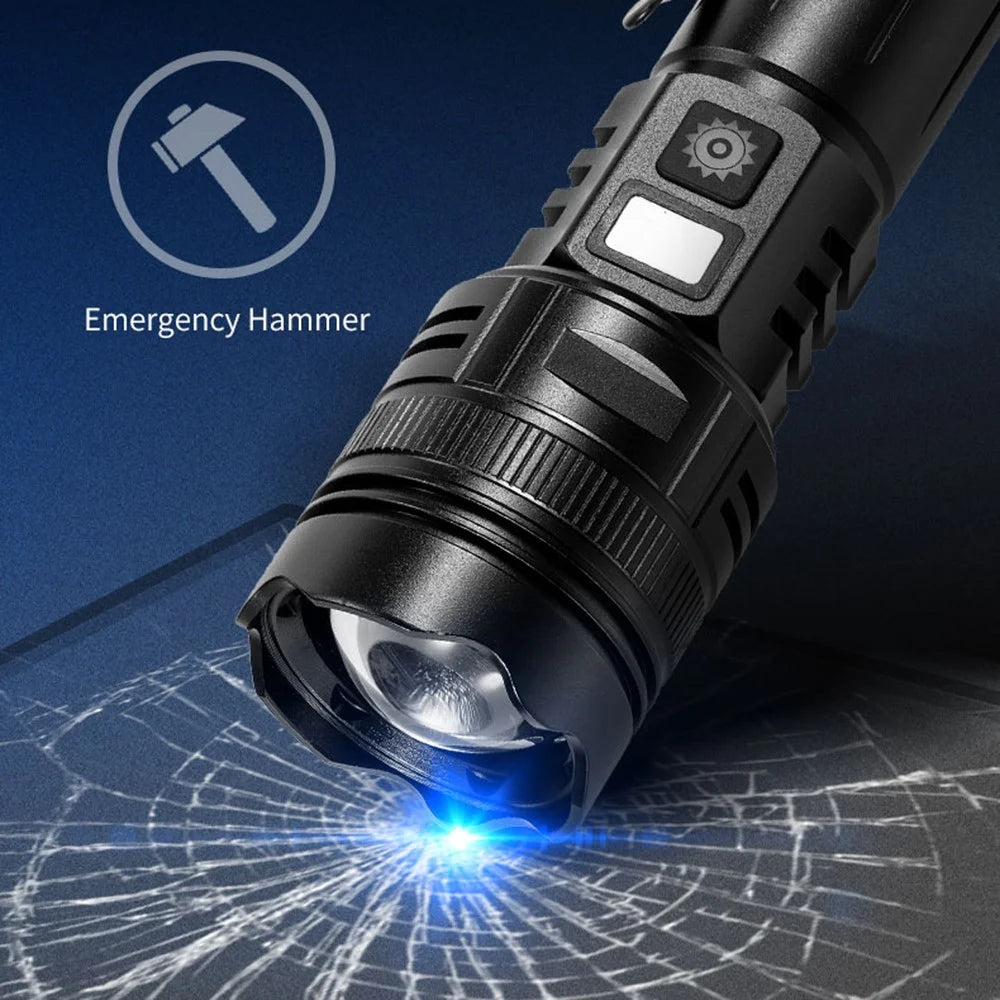A065-Laser Home Outdoor Flashlight 20W Purple Light Portable LCD Display Flashlight (No Battery) - 5