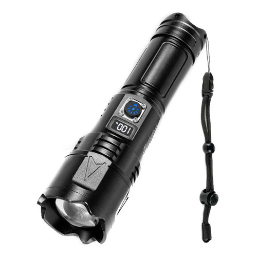 A03 Outdoor Waterproof Flashlight 30W Portable LCD Display Flashlight with Strap - 1