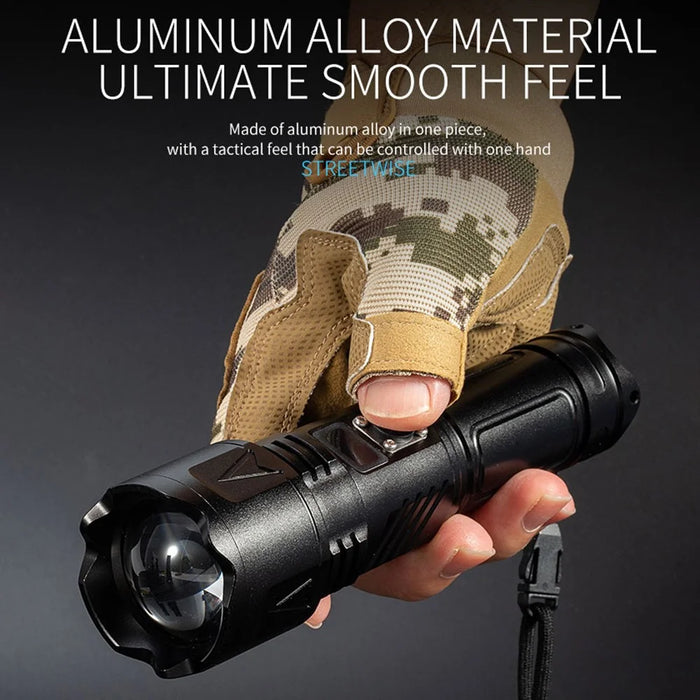 A03 Outdoor Waterproof Flashlight 30W Portable LCD Display Flashlight with Strap - 4