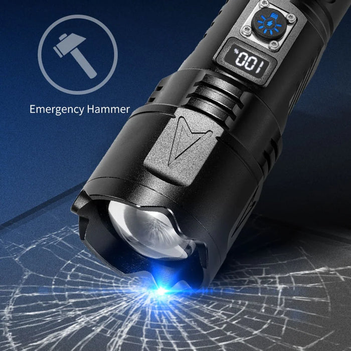 A03 Outdoor Waterproof Flashlight 30W Portable LCD Display Flashlight with Strap - 5