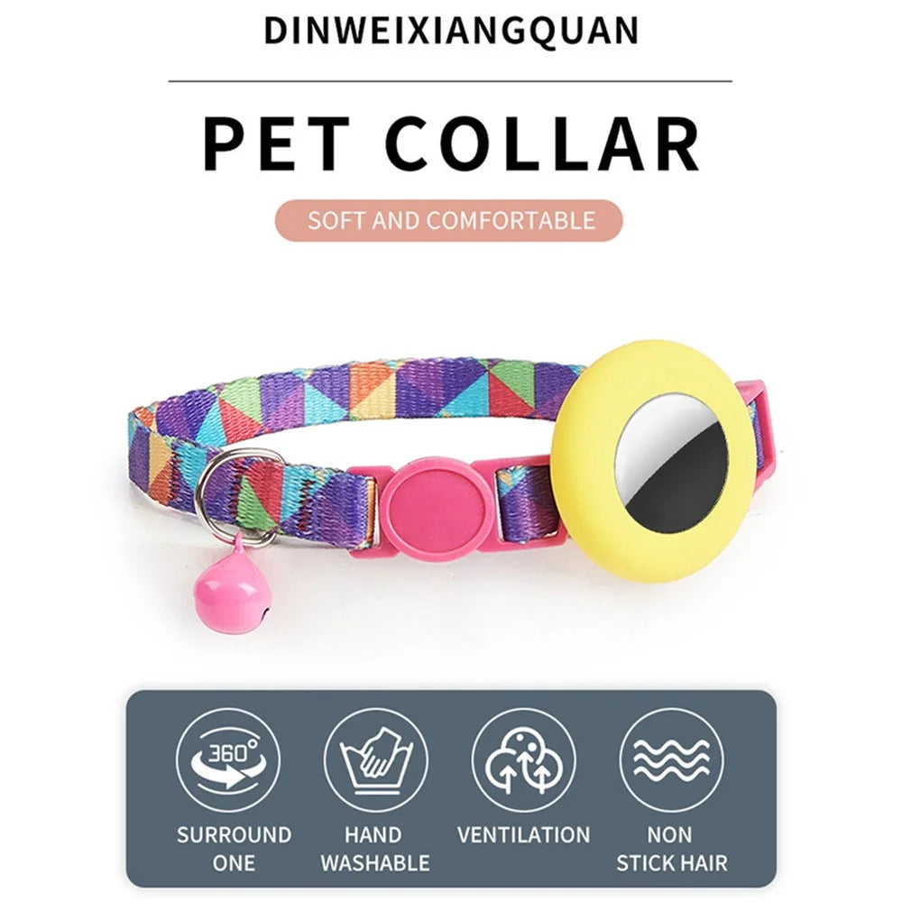 Adjustable Pet Collar with Silicone Case for AirTag Locator Bell Design Pattern Printing Cats Dogs Collar - Blue Waterdrop - 4