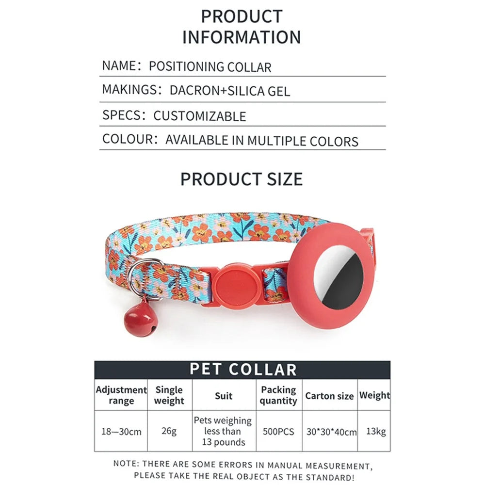 Adjustable Pet Collar with Silicone Case for AirTag Locator Bell Design Pattern Printing Cats Dogs Collar - Blue Waterdrop - 5
