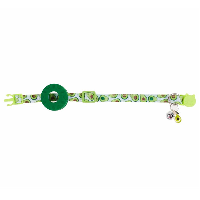 For AirTag Locator Silicone Case Fruit Pattern GPS Tracker Adjustable Pet Dog Cat Collar with Bell - Avocado - 2